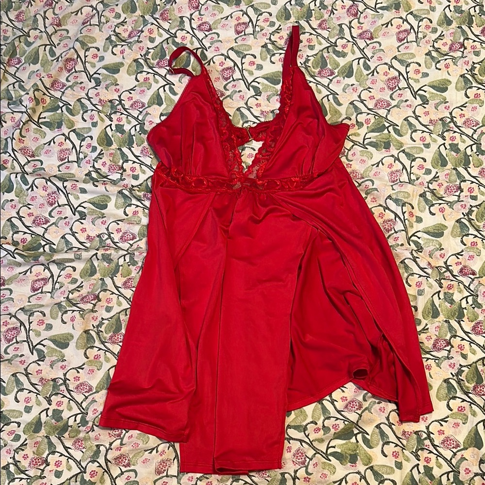 Elegant Red Lace Nightgown